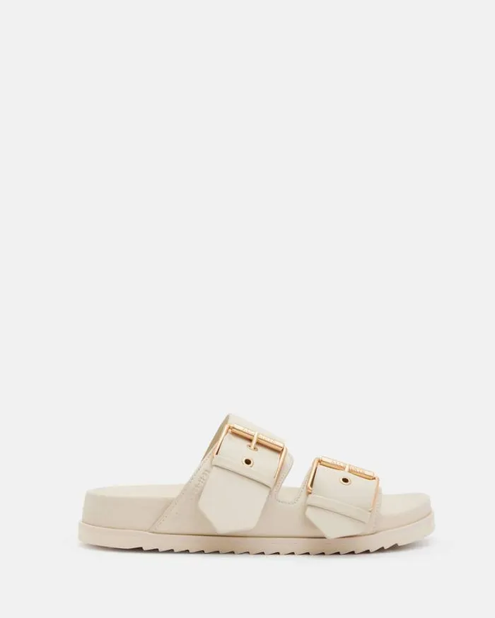 Sian Leather Sandals Chalk White Women AllSaints Swimwear and Beachwear