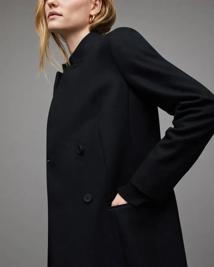 Sidney Recycled WoolCashmere Blend Coat Black Women AllSaints Jackets and Coats Sidney Recycled WoolCashmere Blend Coat Black Women AllSaints Jackets and Coats