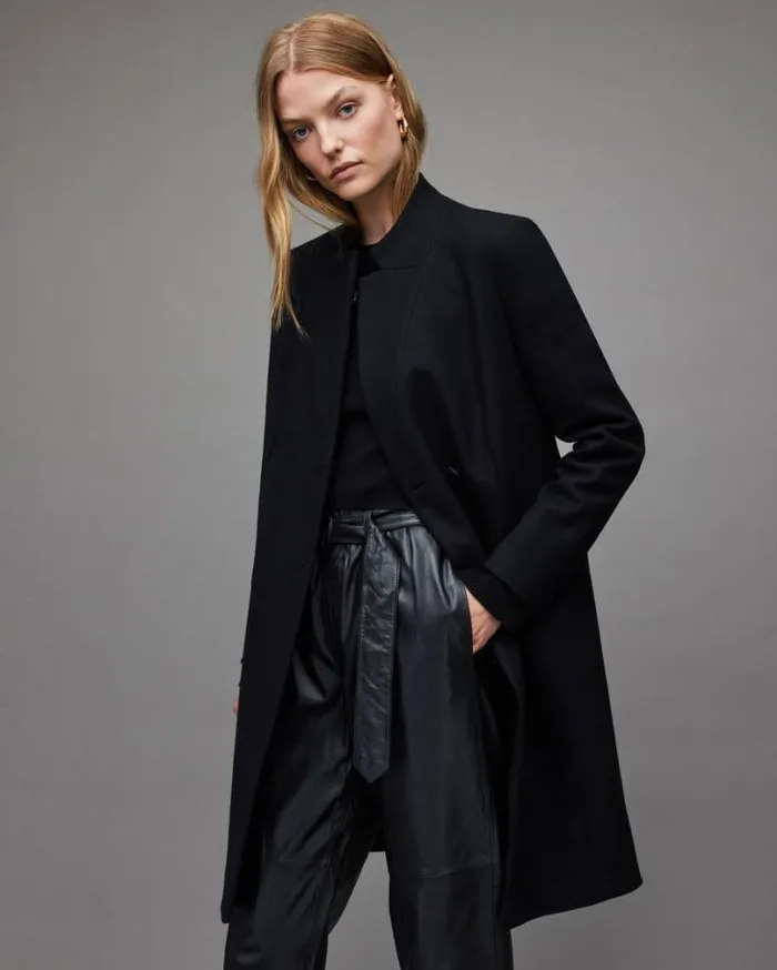 Sidney Recycled WoolCashmere Blend Coat Black Women AllSaints Jackets and Coats Sidney Recycled WoolCashmere Blend Coat Black Women AllSaints Jackets and Coats