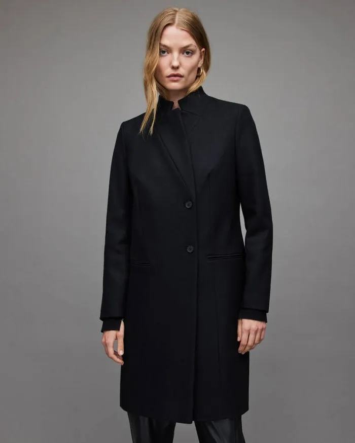 Sidney Recycled WoolCashmere Blend Coat Black Women AllSaints Jackets and Coats Sidney Recycled WoolCashmere Blend Coat Black Women AllSaints Jackets and Coats