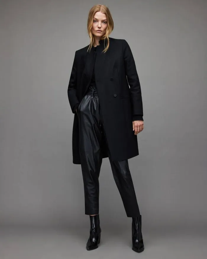 Sidney Recycled WoolCashmere Blend Coat Black Women AllSaints Jackets and Coats Sidney Recycled WoolCashmere Blend Coat Black Women AllSaints Jackets and Coats