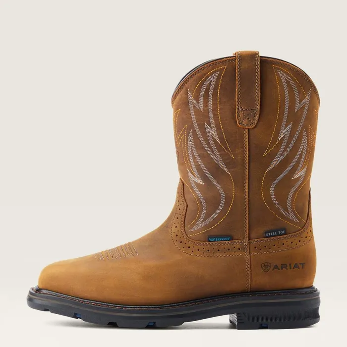 Sierra Shock Shield Waterproof Steel Toe Work Boot Distressed Brown Men Ariat Work Boots