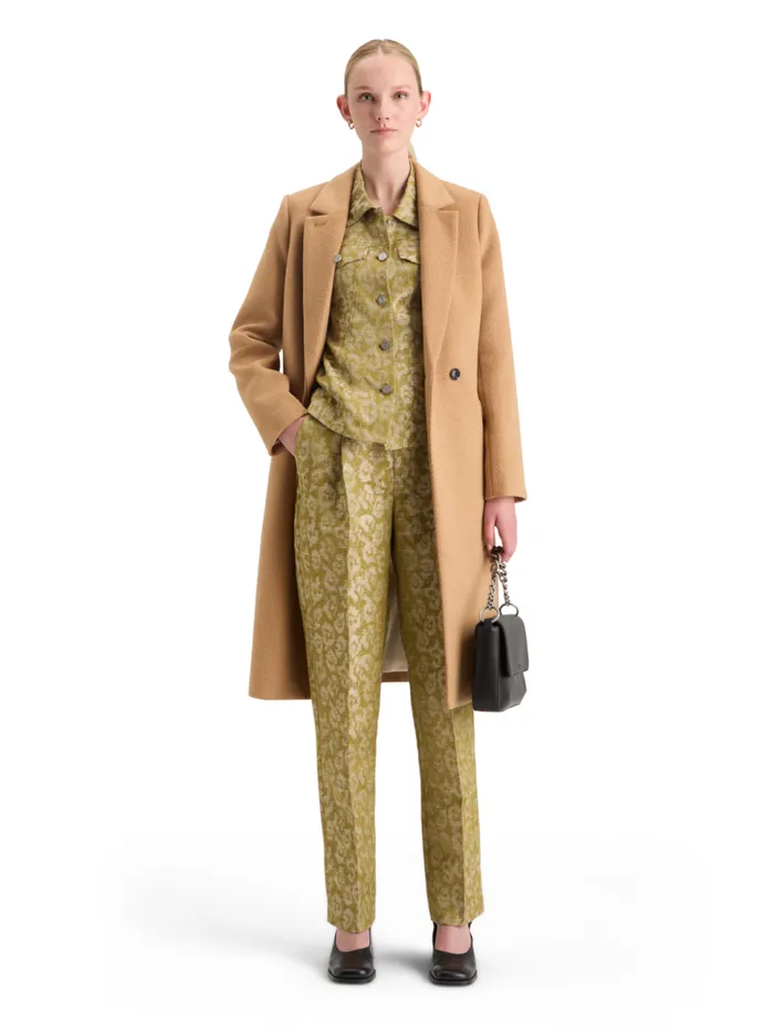 SINGLE BREASTED HERRINGBONE WOOL BLEND TAILORED COAT Tabacco Melange Women Scotch and Soda Jackets and Coats SINGLE BREASTED HERRINGBONE WOOL BLEND TAILORED COAT Tabacco Melange Women Scotch and Soda Jackets and Coats