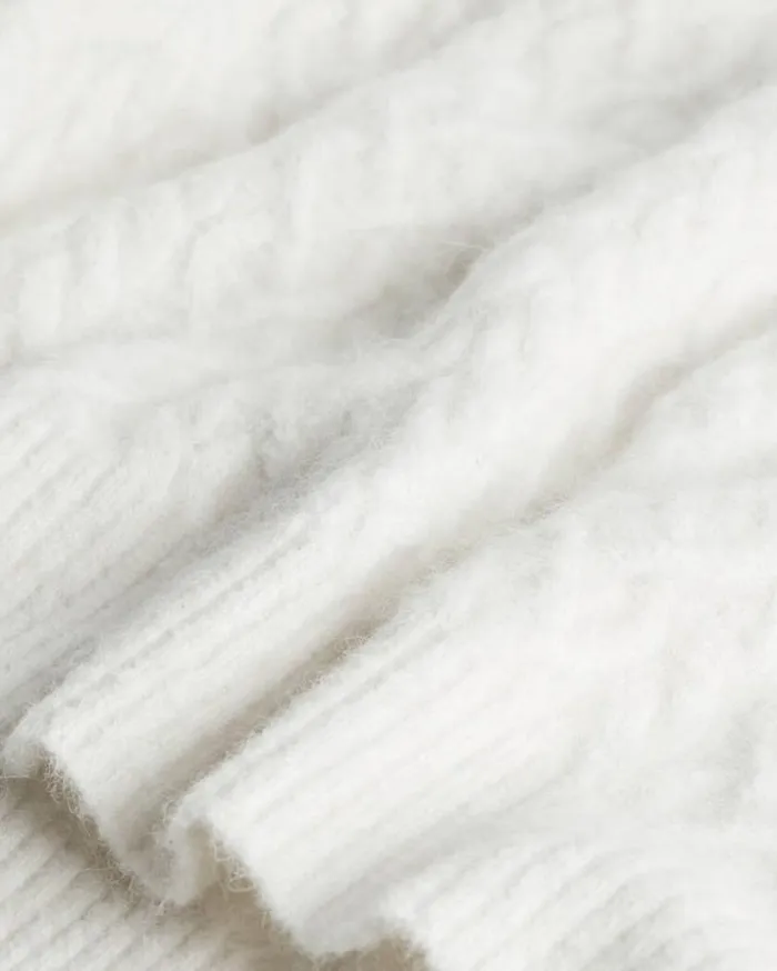 Sirius Cable Knit Crew Neck Sweater Chalk White Women AllSaints Sweaters