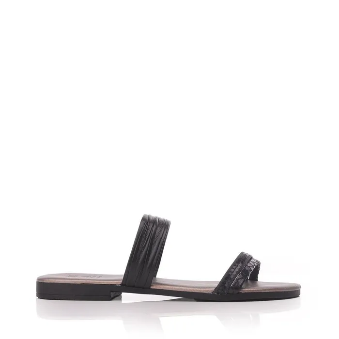 Slider Sandals Women Moda In Pelle Lari Black Leather
