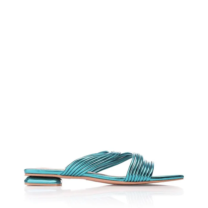 Slider Sandals Women Moda In Pelle M By Moda Natally Aqua Blue Porvair