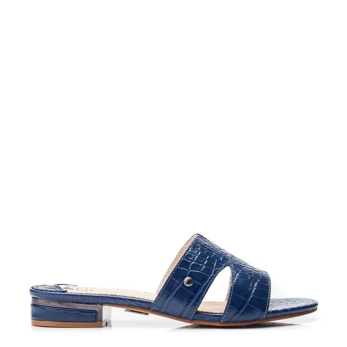 Slider Sandals Women Moda In Pelle Murah Navy Patent Mocc Croc