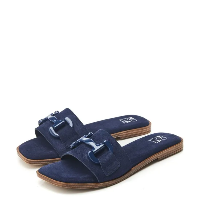 Slider Sandals Women Moda In Pelle Olayo Navy Suede