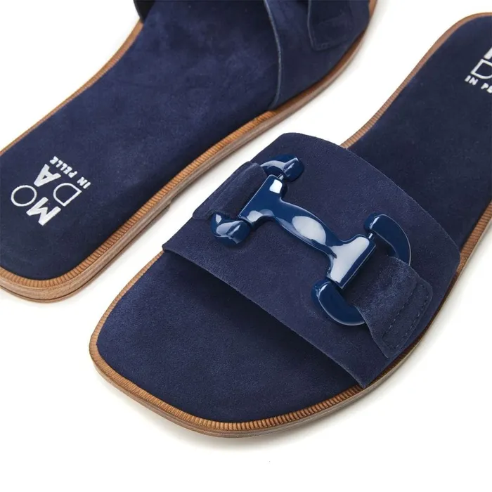 Slider Sandals Women Moda In Pelle Olayo Navy Suede