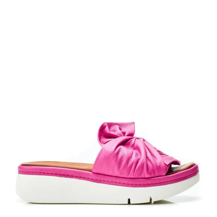 Slider Sandals Women Moda In Pelle Ollin Fuschia Leather