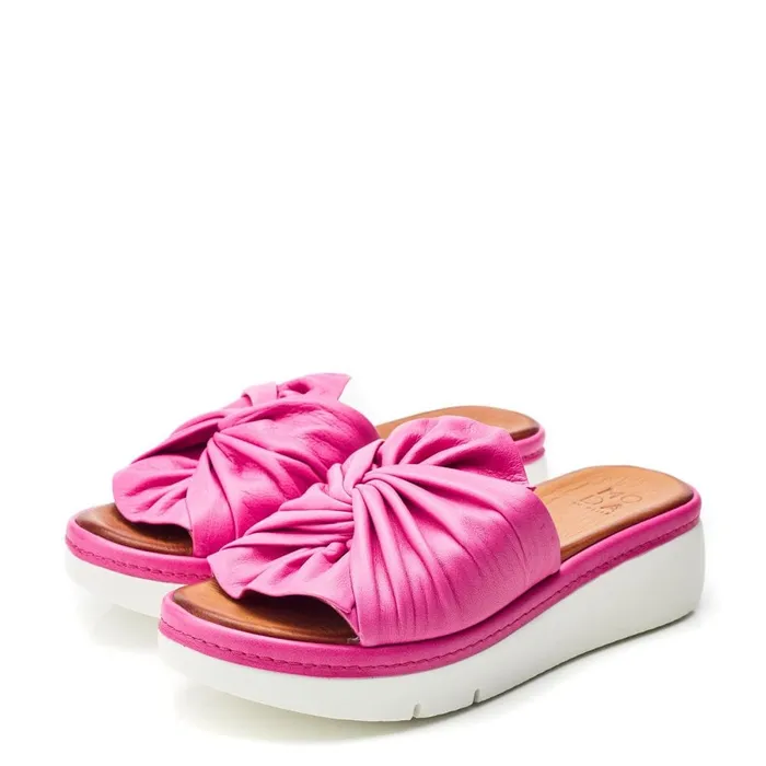 Slider Sandals Women Moda In Pelle Ollin Fuschia Leather