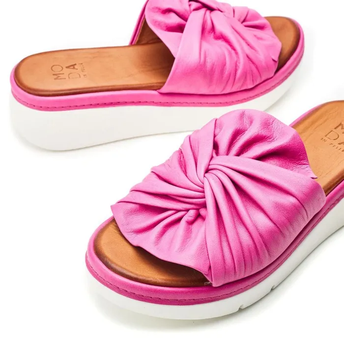 Slider Sandals Women Moda In Pelle Ollin Fuschia Leather