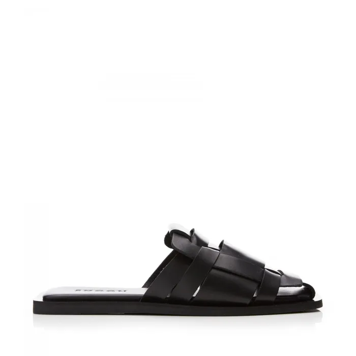 Slider Sandals Women Moda In Pelle Shoon Sh Akari Black Leather