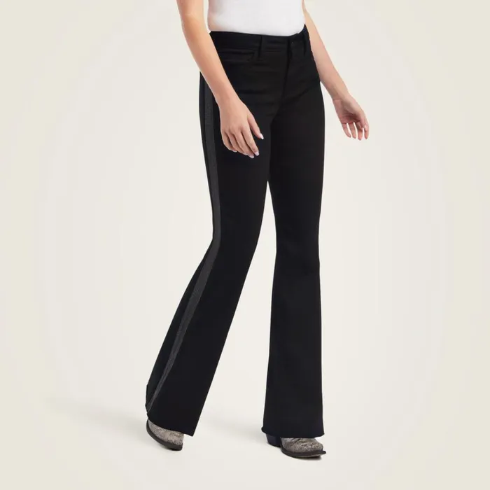 Slim Trouser Chain Stripe Wide Leg Jean Black Women Ariat Denim