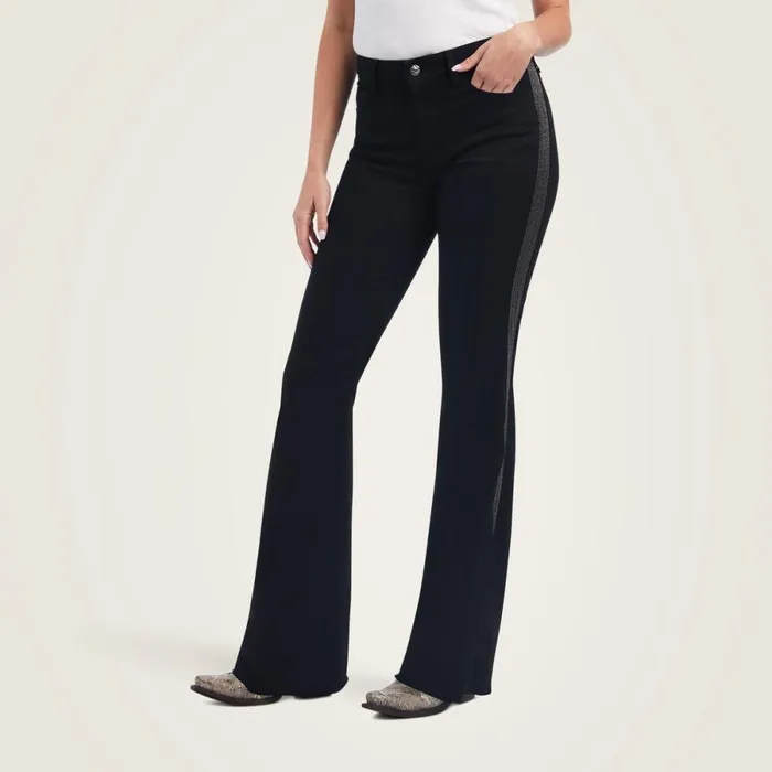 Slim Trouser Chain Stripe Wide Leg Jean Black Women Ariat Denim Slim Trouser Chain Stripe Wide Leg Jean Black Women Ariat Denim