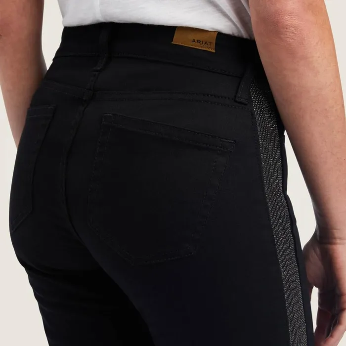 Slim Trouser Chain Stripe Wide Leg Jean Black Women Ariat Denim Slim Trouser Chain Stripe Wide Leg Jean Black Women Ariat Denim