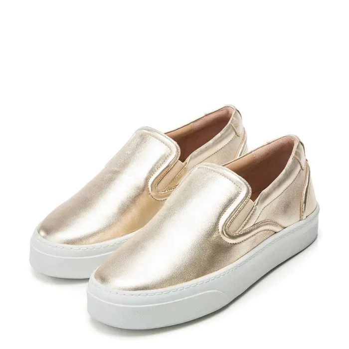 SlipOn Trainers Women Moda In Pelle Adreenia Gold Leather
