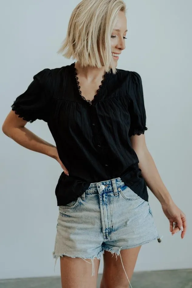 Sloane Button Top Black Women Baltic Born Blouses Shirts