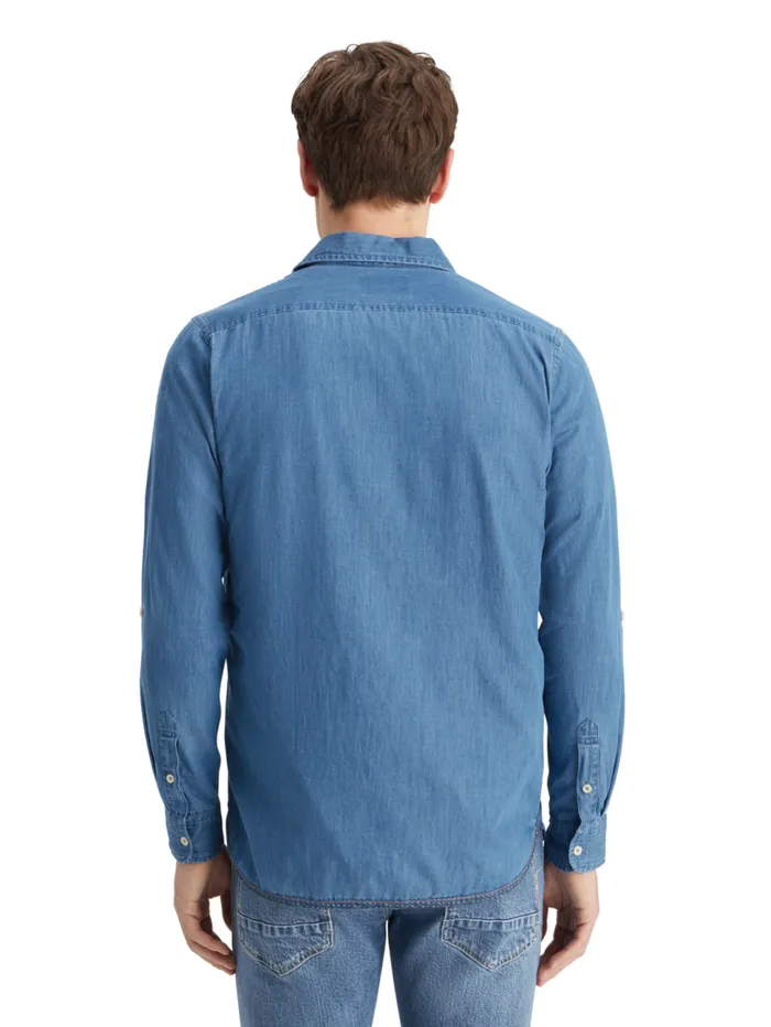 Smart Indigo Lightweight Denim Shirt With Sleeve Adjusters Washed Indigo Men Scotch and Soda Shirts Smart Indigo Lightweight Denim Shirt With Sleeve Adjusters Washed Indigo Men Scotch and Soda Shirts