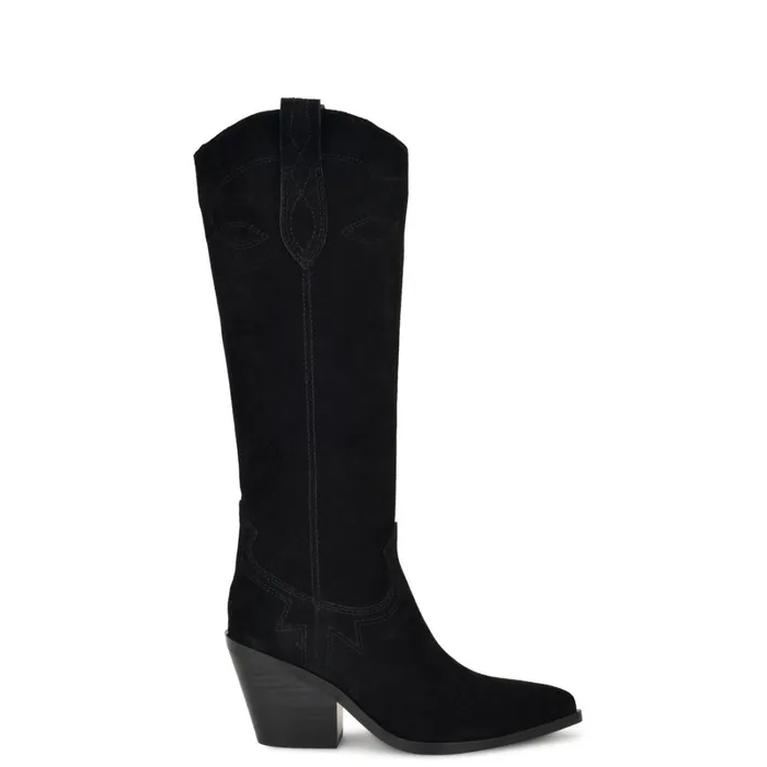 Smash Western Boots Black Suede Women Nine West Boots and Booties