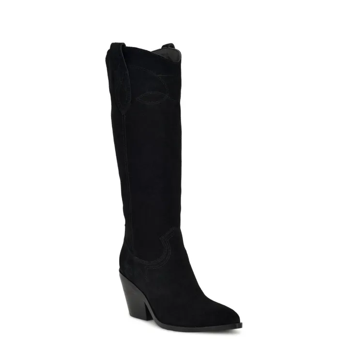 Smash Western Boots Black Suede Women Nine West Boots and Booties