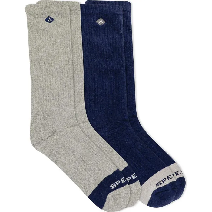 Socks and Liners Men Sperry Cotton Crew 2Pack Sock Grey Marled Assorted