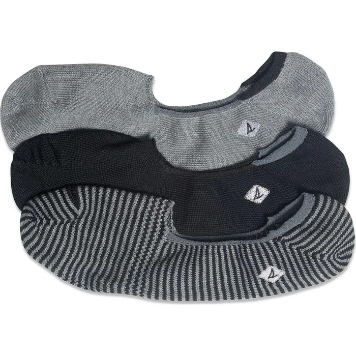 Socks and Liners Men Sperry No Show 3Pack Sock Black Charcoal Stripe
