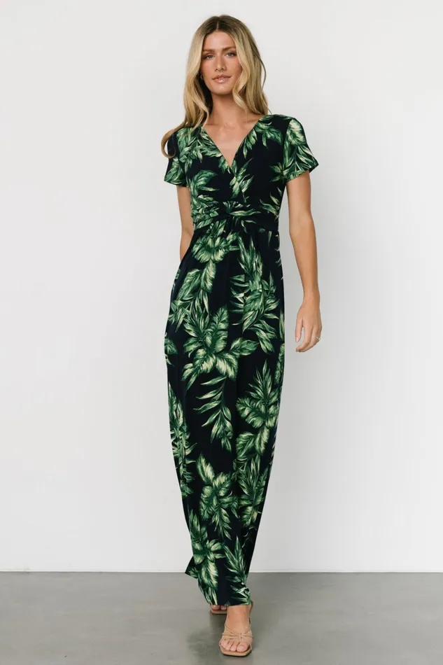 Soleil Maxi Dress Black Leaf Print Women Baltic Born Maxi Dresses Soleil Maxi Dress Black Leaf Print Women Baltic Born Maxi Dresses