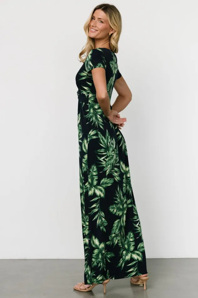 Soleil Maxi Dress Black Leaf Print Women Baltic Born Maxi Dresses Soleil Maxi Dress Black Leaf Print Women Baltic Born Maxi Dresses