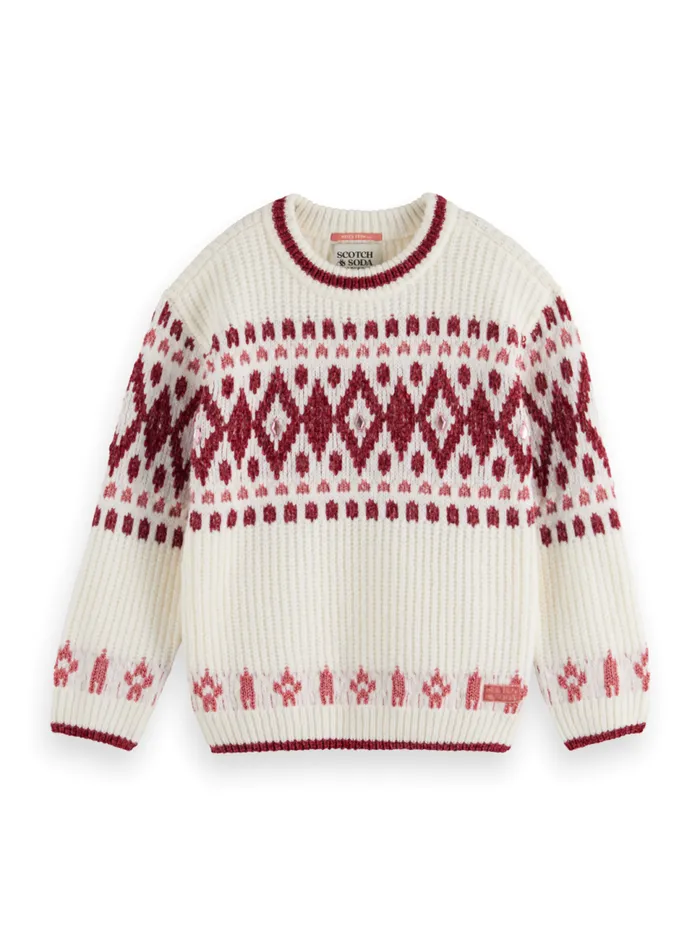 SPARKLY FAIR ISLE PULLOVER Rose Glitter Kids Scotch and Soda Knitwear