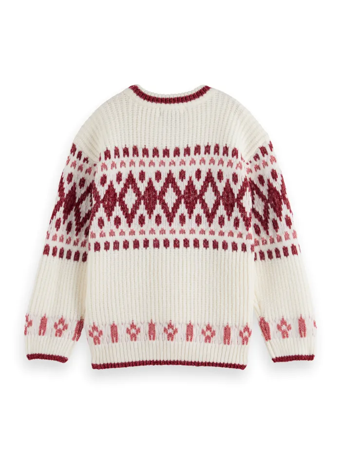 SPARKLY FAIR ISLE PULLOVER Rose Glitter Kids Scotch and Soda Knitwear