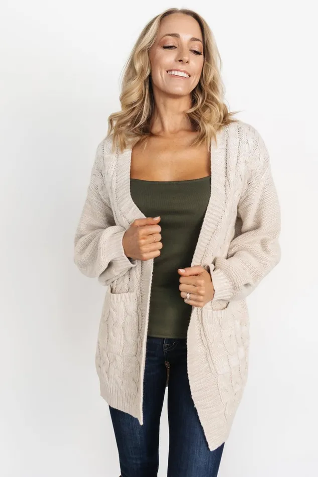 Spencer Chunky Knit Cardigan Oatmeal Women Baltic Born Cardigans