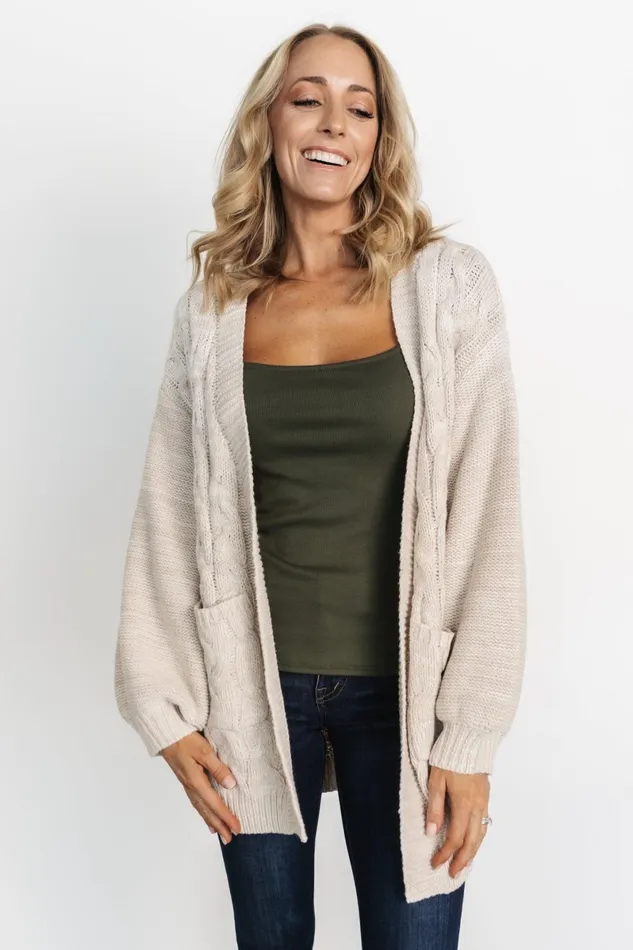 Spencer Chunky Knit Cardigan Oatmeal Women Baltic Born Cardigans Spencer Chunky Knit Cardigan Oatmeal Women Baltic Born Cardigans