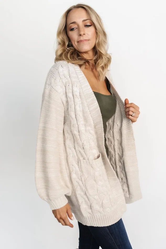 Spencer Chunky Knit Cardigan Oatmeal Women Baltic Born Cardigans Spencer Chunky Knit Cardigan Oatmeal Women Baltic Born Cardigans