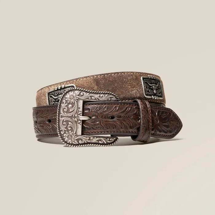 Steer Head Concho Belt Brown Men Ariat Belts