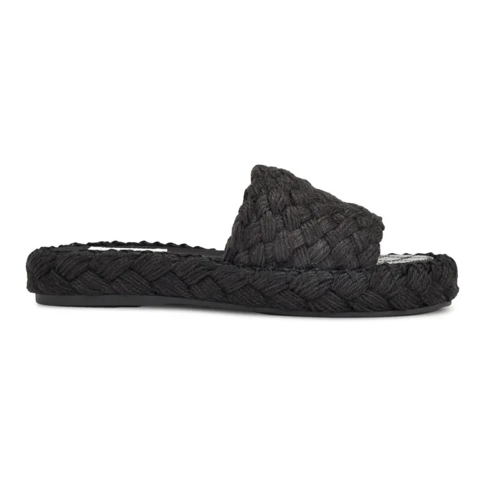 Stef Woven Slide Sandals Black Women Nine West Flats