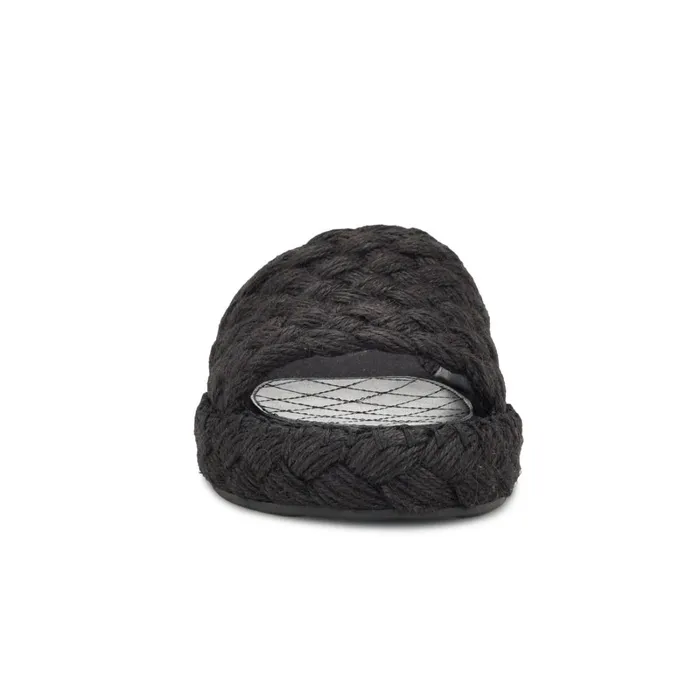 Stef Woven Slide Sandals Black Women Nine West Flats