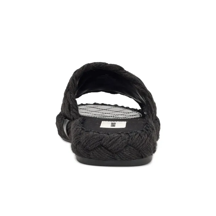 Stef Woven Slide Sandals Black Women Nine West Flats