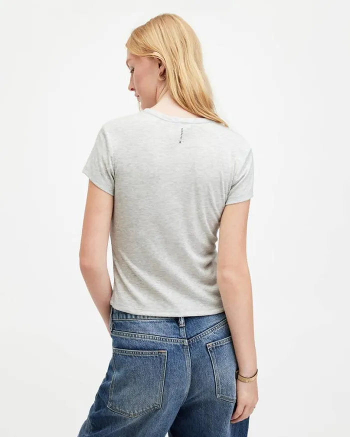 Stevie Slim Fit Short Sleeve TShirt Grey Marl Women AllSaints Tops and Shirts Stevie Slim Fit Short Sleeve TShirt Grey Marl Women AllSaints Tops and Shirts