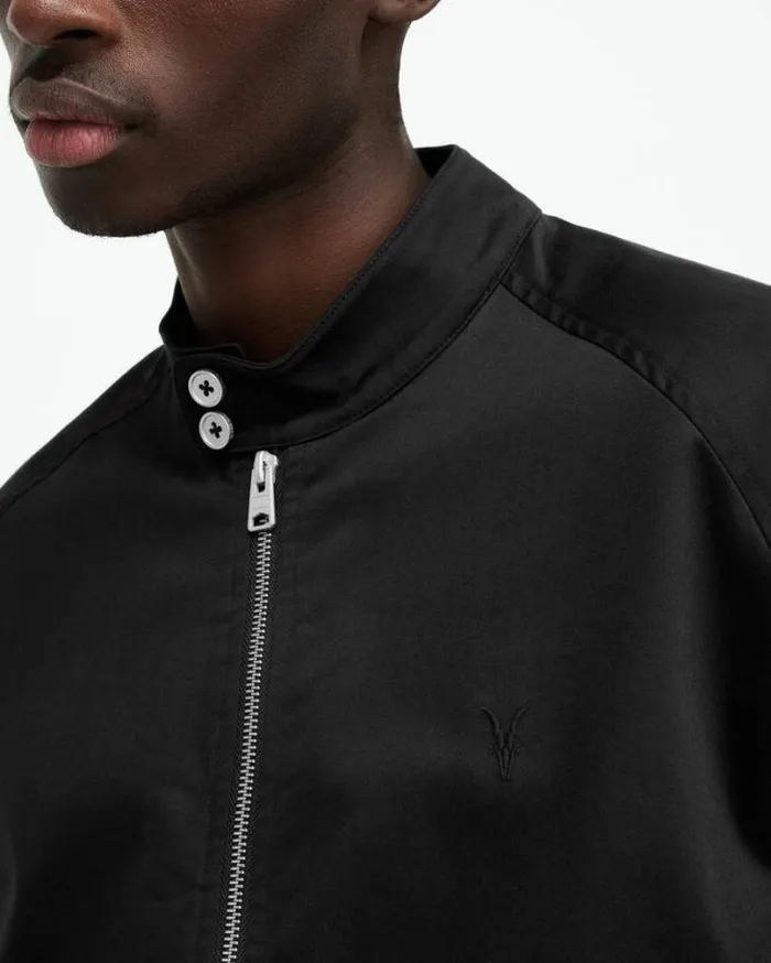 Stowe Ramskull Embroidered Jacket Black Men AllSaints Jackets and Coats