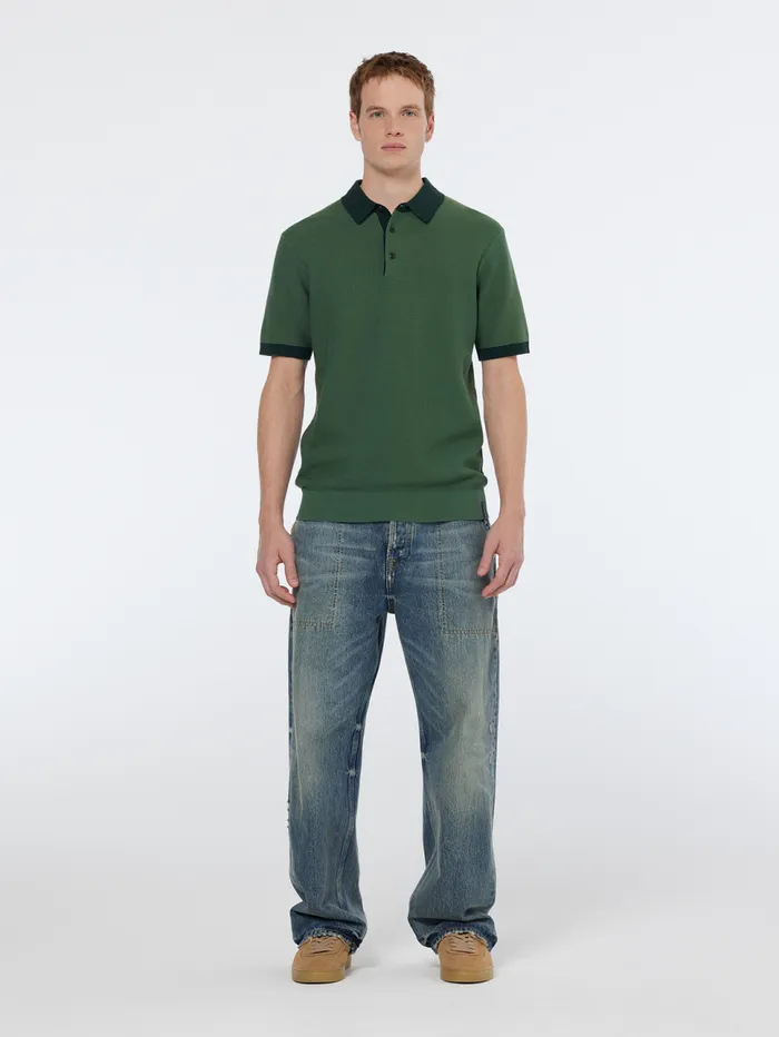 Structured Knitted Solid Polo Black Men Scotch and Soda TShirts and Polo Shirts