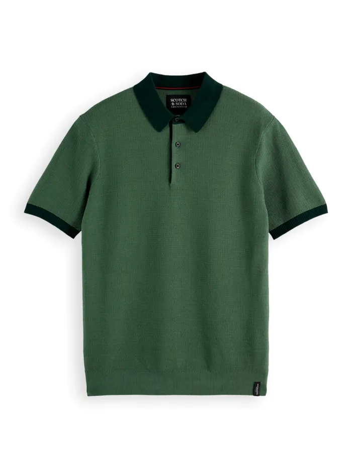 Structured Knitted Solid Polo Black Men Scotch and Soda TShirts and Polo Shirts Structured Knitted Solid Polo Black Men Scotch and Soda TShirts and Polo Shirts