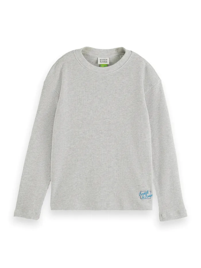 STRUCTURED LONGSLEEVED TSHIRT Grey Melange Kids Scotch and Soda TShirts
