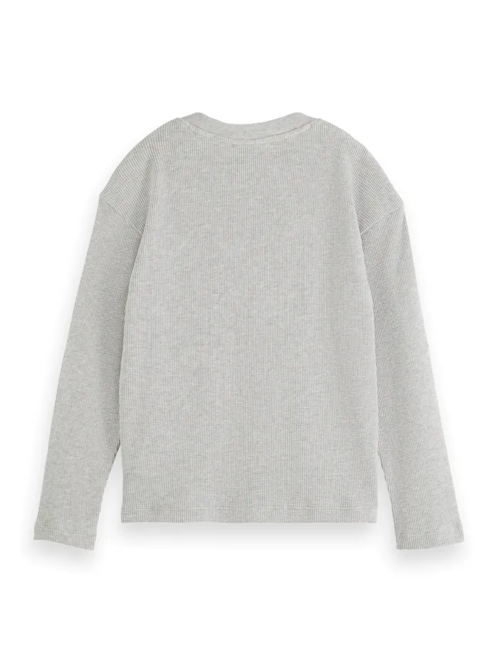 STRUCTURED LONGSLEEVED TSHIRT Grey Melange Kids Scotch and Soda TShirts