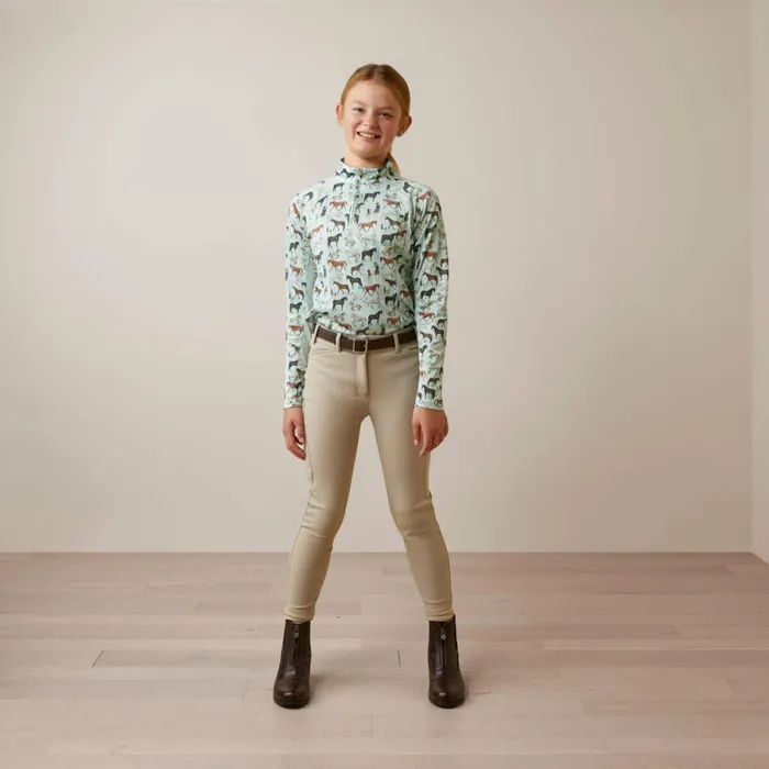 Sunstopper 20 14 Zip Baselayer Aqua Herd Print Kids Ariat English Riding Clothing Sunstopper 20 14 Zip Baselayer Aqua Herd Print Kids Ariat English Riding Clothing