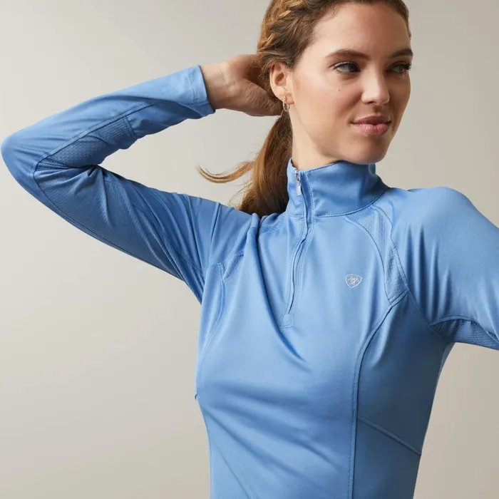 Sunstopper 20 14 Zip Baselayer Ashleigh Blue Women Ariat TShirts and Tops Sunstopper 20 14 Zip Baselayer Ashleigh Blue Women Ariat TShirts and Tops