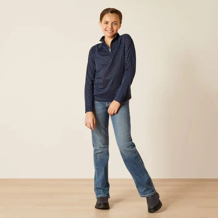Sunstopper 30 14 Zip Baselayer Navy Dot Kids Ariat English Riding Clothing Sunstopper 30 14 Zip Baselayer Navy Dot Kids Ariat English Riding Clothing