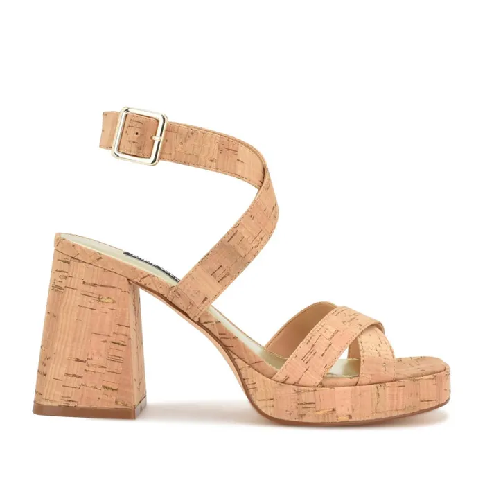 Tackle Ankle Strap Platform Sandals Natural Cork Women Nine West Platforms