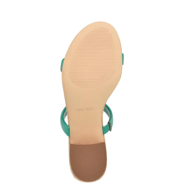 Tae Heeled Slide Sandals Emerald Green Cork Women Nine West Heeled Tae Heeled Slide Sandals Emerald Green Cork Women Nine West Heeled