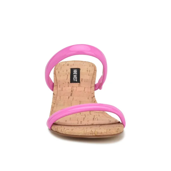 Tae Heeled Slide Sandals Neon Pink Cork Women Nine West Sandals